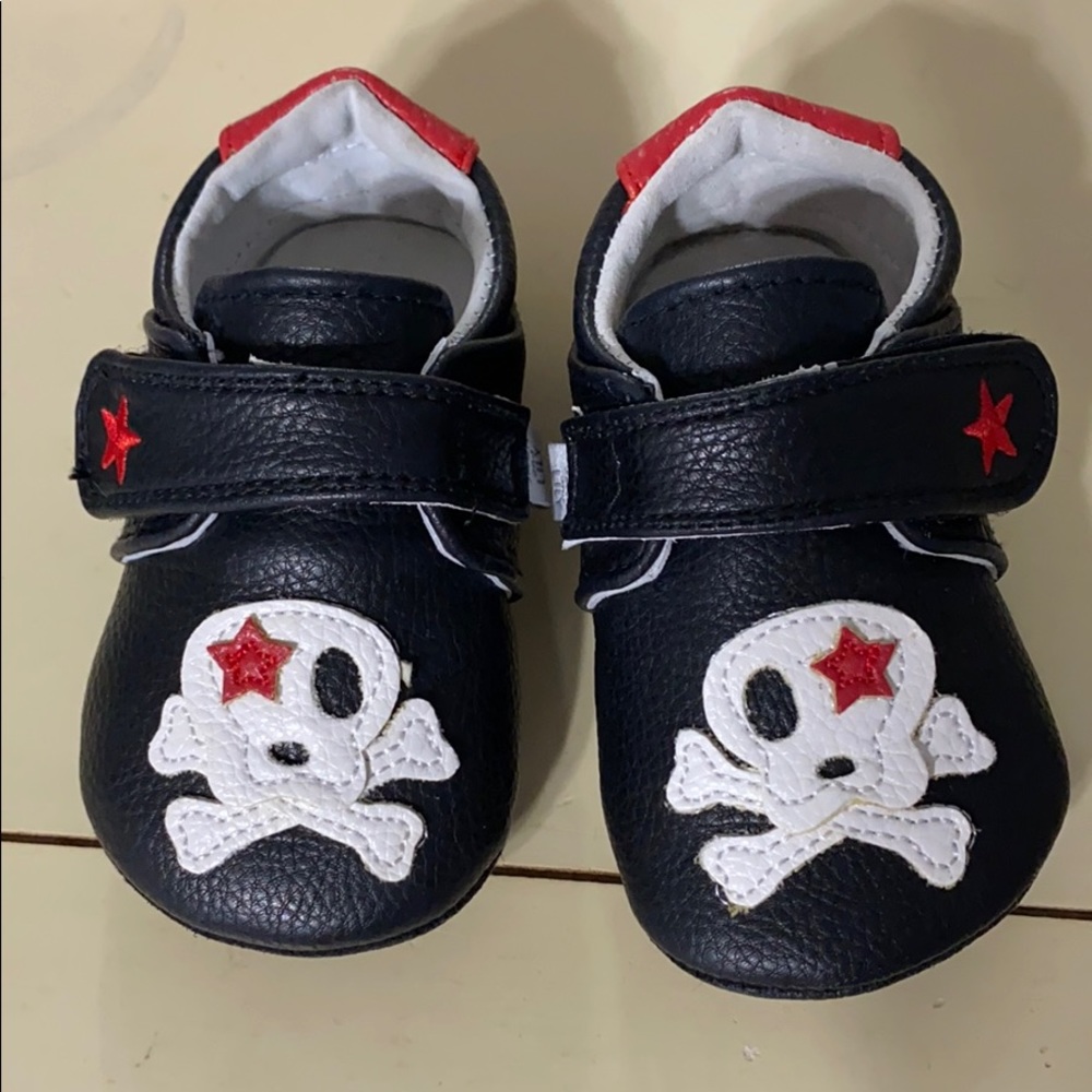 Kids Black & Red Skull Slip-On Shoes